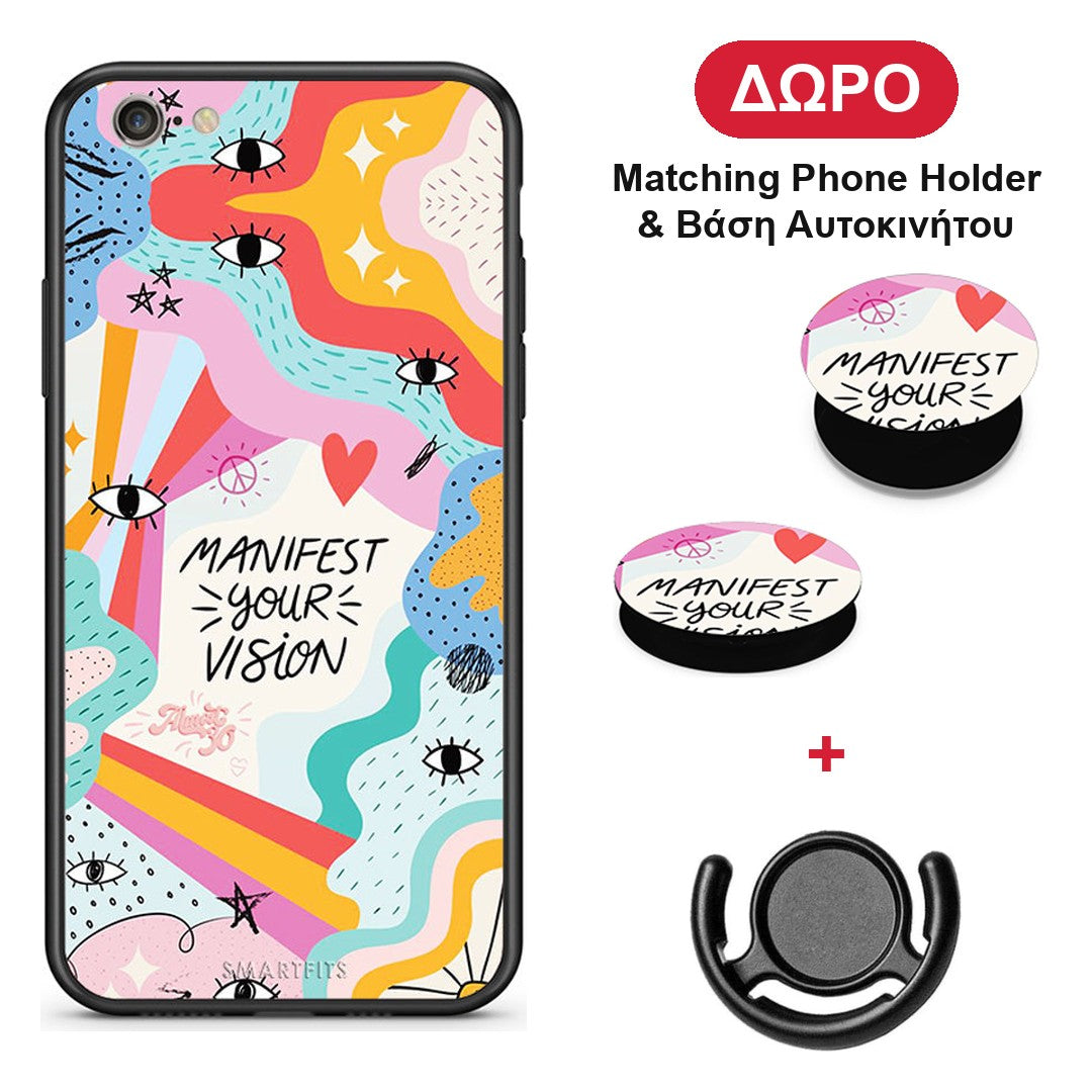 Manifest Your Vision - iPhone 6 / 6s θήκη + Δώρο Phone Holder & Βάση Αυτοκινήτου