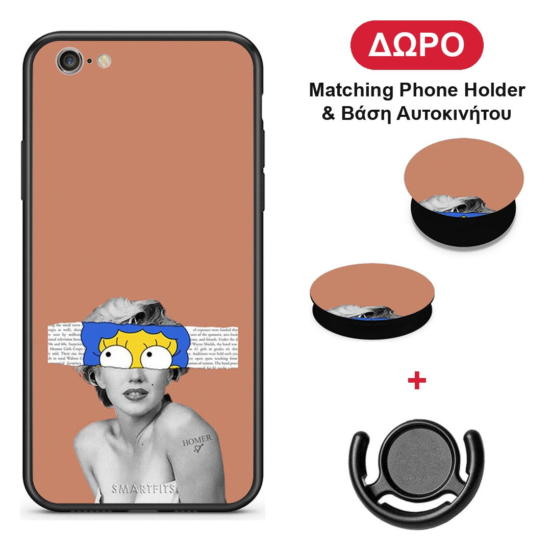 Sim Merilyn - iPhone 6 / 6s θήκη + Δώρο Phone Holder & Βάση Αυτοκινήτου