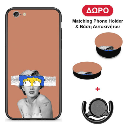Sim Merilyn - iPhone 6 / 6s θήκη + Δώρο Phone Holder & Βάση Αυτοκινήτου