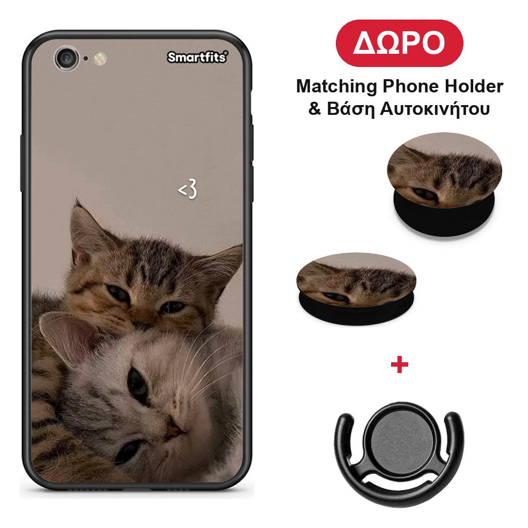 Cats In Love - iPhone 6 Plus / 6s Plus θήκη + Δώρο Phone Holder & Βάση Αυτοκινήτου