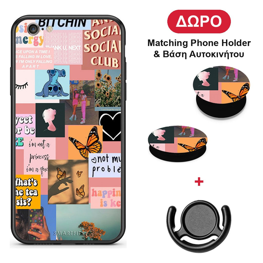 Collage Bitchin - iPhone 6 Plus / 6s Plus θήκη + Δώρο Phone Holder & Βάση Αυτοκινήτου