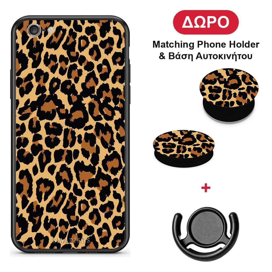 Animal Leopard - iPhone 6 Plus / 6s Plus θήκη + Δώρο Phone Holder & Βάση Αυτοκινήτου
