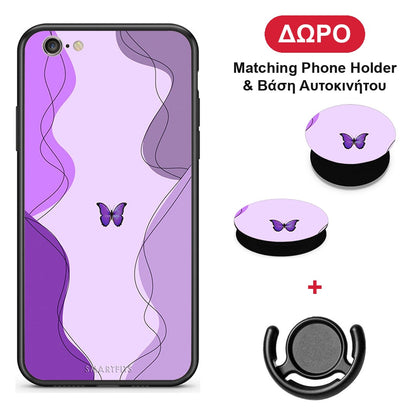 Purple Mariposa - iPhone 6 Plus / 6s Plus θήκη + Δώρο Phone Holder & Βάση Αυτοκινήτου