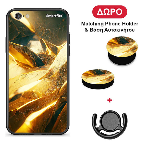 Real Gold - iPhone 6 Plus / 6s Plus θήκη + Δώρο Phone Holder & Βάση Αυτοκινήτου