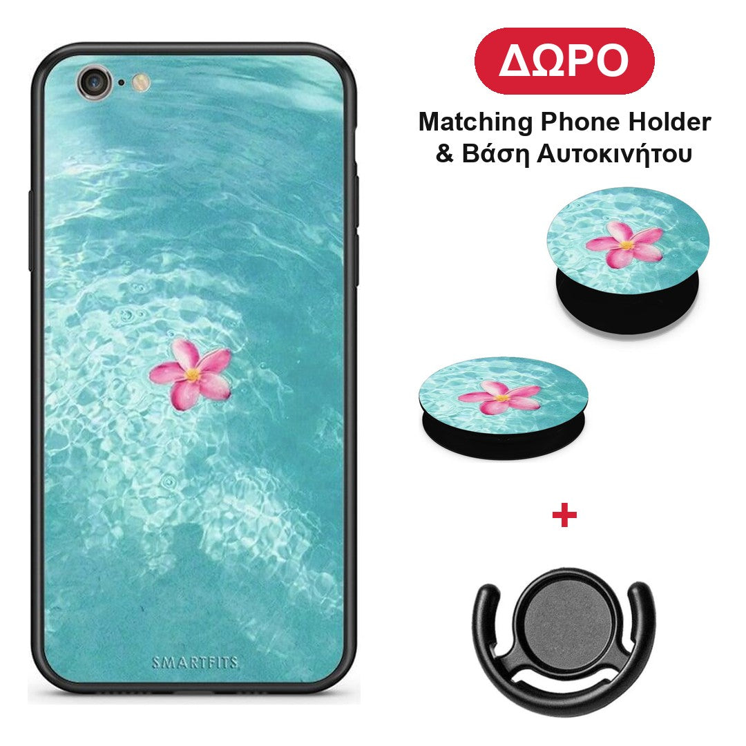 Water Flower - iPhone 6 Plus / 6s Plus θήκη + Δώρο Phone Holder & Βάση Αυτοκινήτου