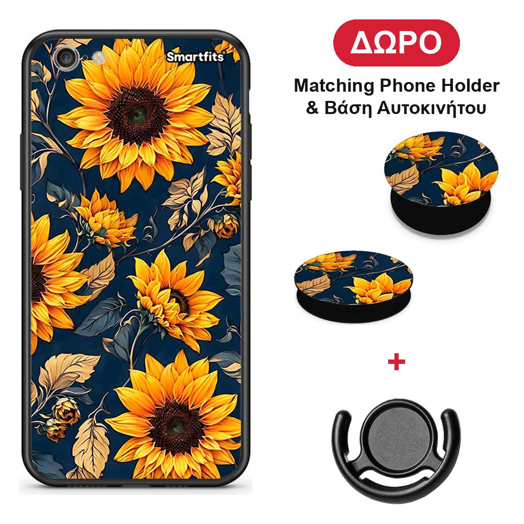 Autumn Sunflowers - iPhone 7 / 8 / SE 2020 θήκη + Δώρο Phone Holder & Βάση Αυτοκινήτου