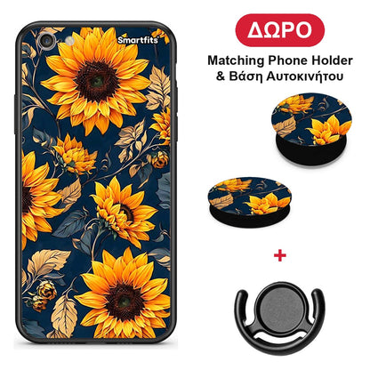 Autumn Sunflowers - iPhone 7 / 8 / SE 2020 θήκη + Δώρο Phone Holder & Βάση Αυτοκινήτου