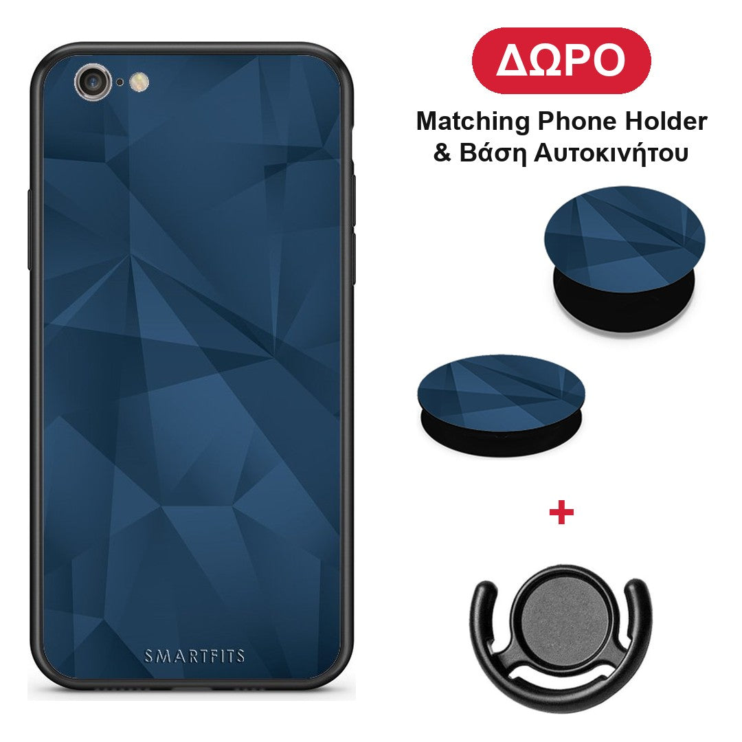 Geometric Blue Abstract - iPhone 7 / 8 / SE 2020 θήκη + Δώρο Phone Holder & Βάση Αυτοκινήτου