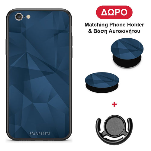 Geometric Blue Abstract - iPhone 7 / 8 / SE 2020 θήκη + Δώρο Phone Holder & Βάση Αυτοκινήτου