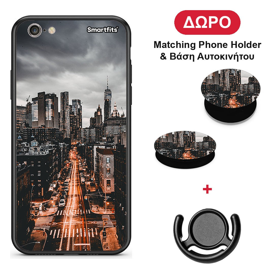 City Lights - iPhone 7 / 8 / SE 2020 θήκη + Δώρο Phone Holder & Βάση Αυτοκινήτου
