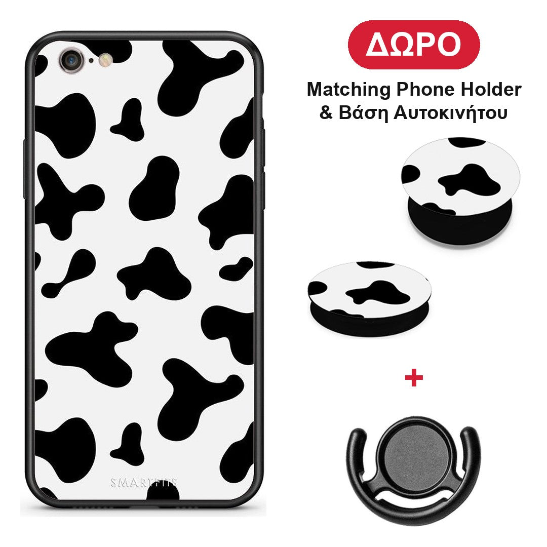 Cow Print - iPhone 7 / 8 / SE 2020 θήκη + Δώρο Phone Holder & Βάση Αυτοκινήτου