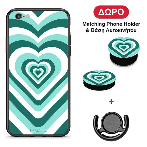 Green Hearts - iPhone 7 / 8 / SE 2020 θήκη + Δώρο Phone Holder & Βάση Αυτοκινήτου