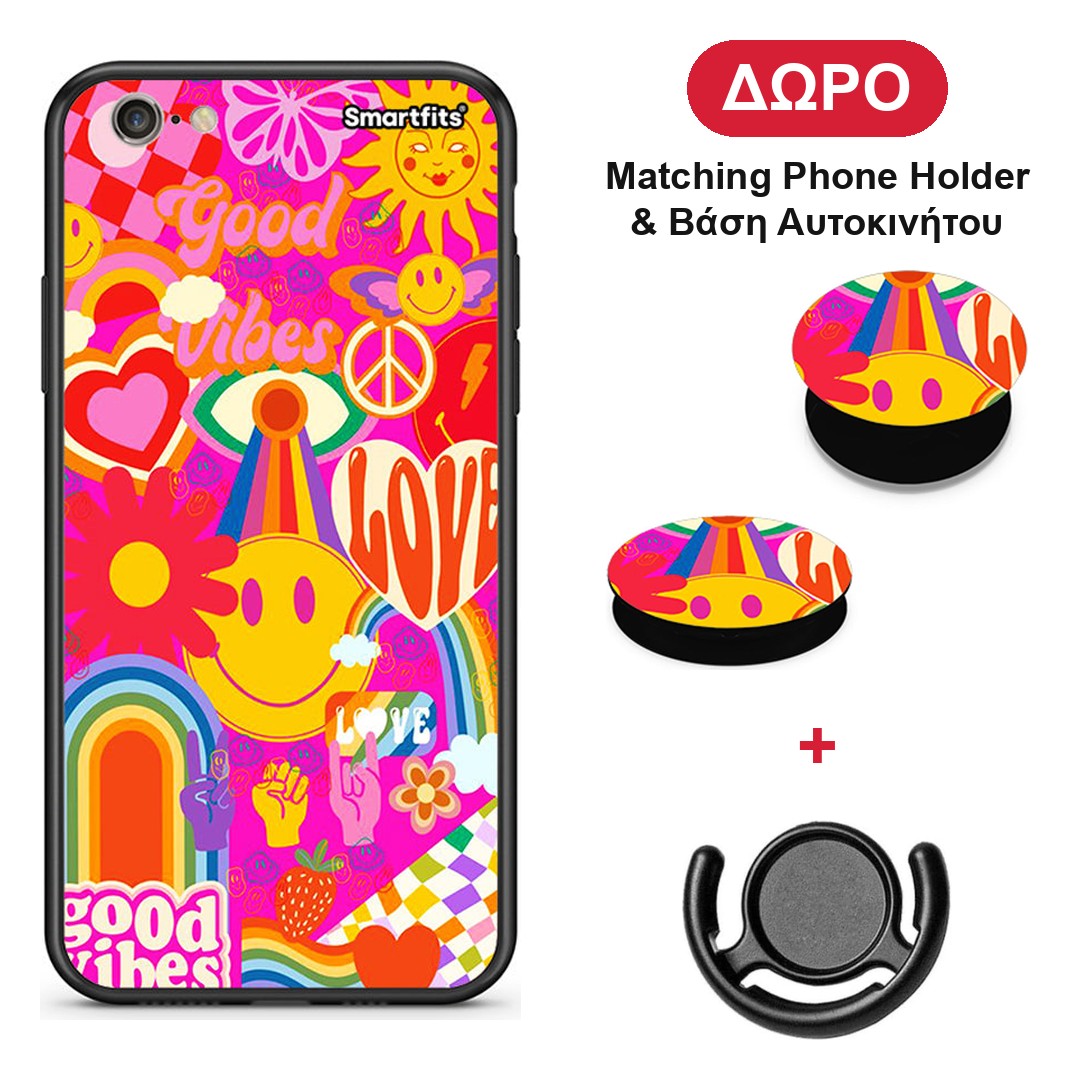 Hippie Love - iPhone 7 / 8 / SE 2020 θήκη + Δώρο Phone Holder & Βάση Αυτοκινήτου