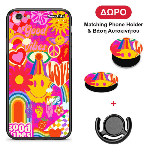 Hippie Love - iPhone 7 / 8 / SE 2020 θήκη + Δώρο Phone Holder & Βάση Αυτοκινήτου