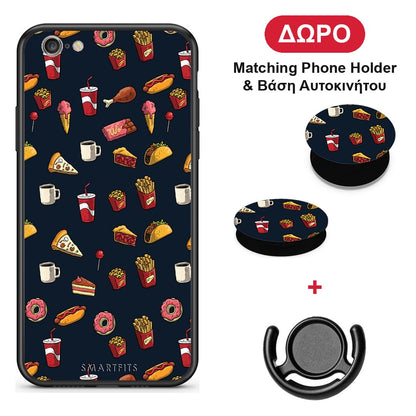 Random Hungry - iPhone 7 / 8 / SE 2020 θήκη + Δώρο Phone Holder & Βάση Αυτοκινήτου
