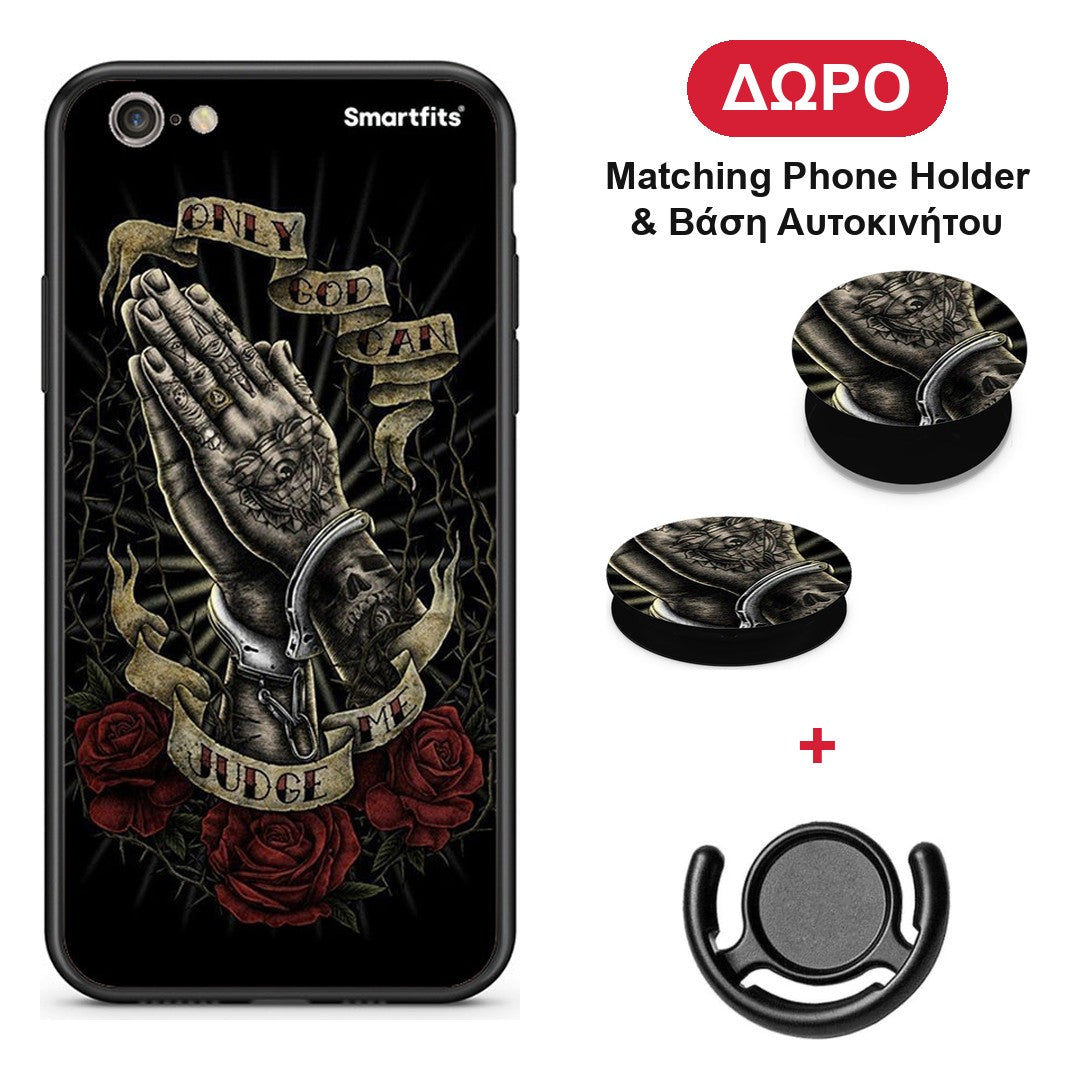 Judge By God - iPhone 7 / 8 / SE 2020 θήκη + Δώρο Phone Holder & Βάση Αυτοκινήτου