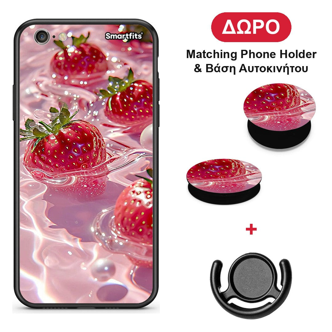 Juicy Strawberries - iPhone 7 / 8 / SE 2020 θήκη + Δώρο Phone Holder & Βάση Αυτοκινήτου