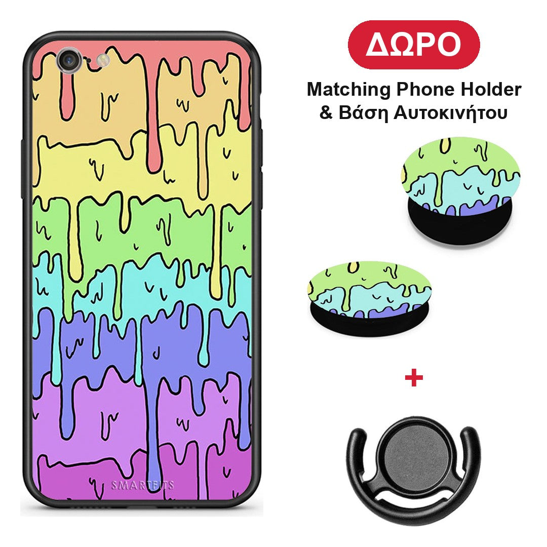 Melting Rainbow - iPhone 7 / 8 / SE 2020 θήκη + Δώρο Phone Holder & Βάση Αυτοκινήτου