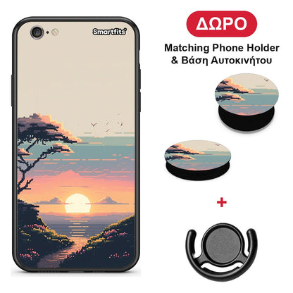 Pixel Sunset - iPhone 7 / 8 / SE 2020 θήκη + Δώρο Phone Holder & Βάση Αυτοκινήτου