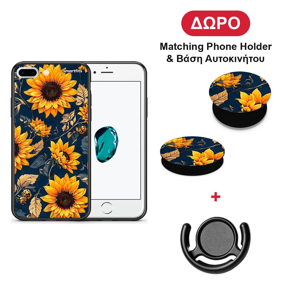 Autumn Sunflowers - iPhone 7 Plus / 8 Plus θήκη + Δώρο Phone Holder & Βάση Αυτοκινήτου