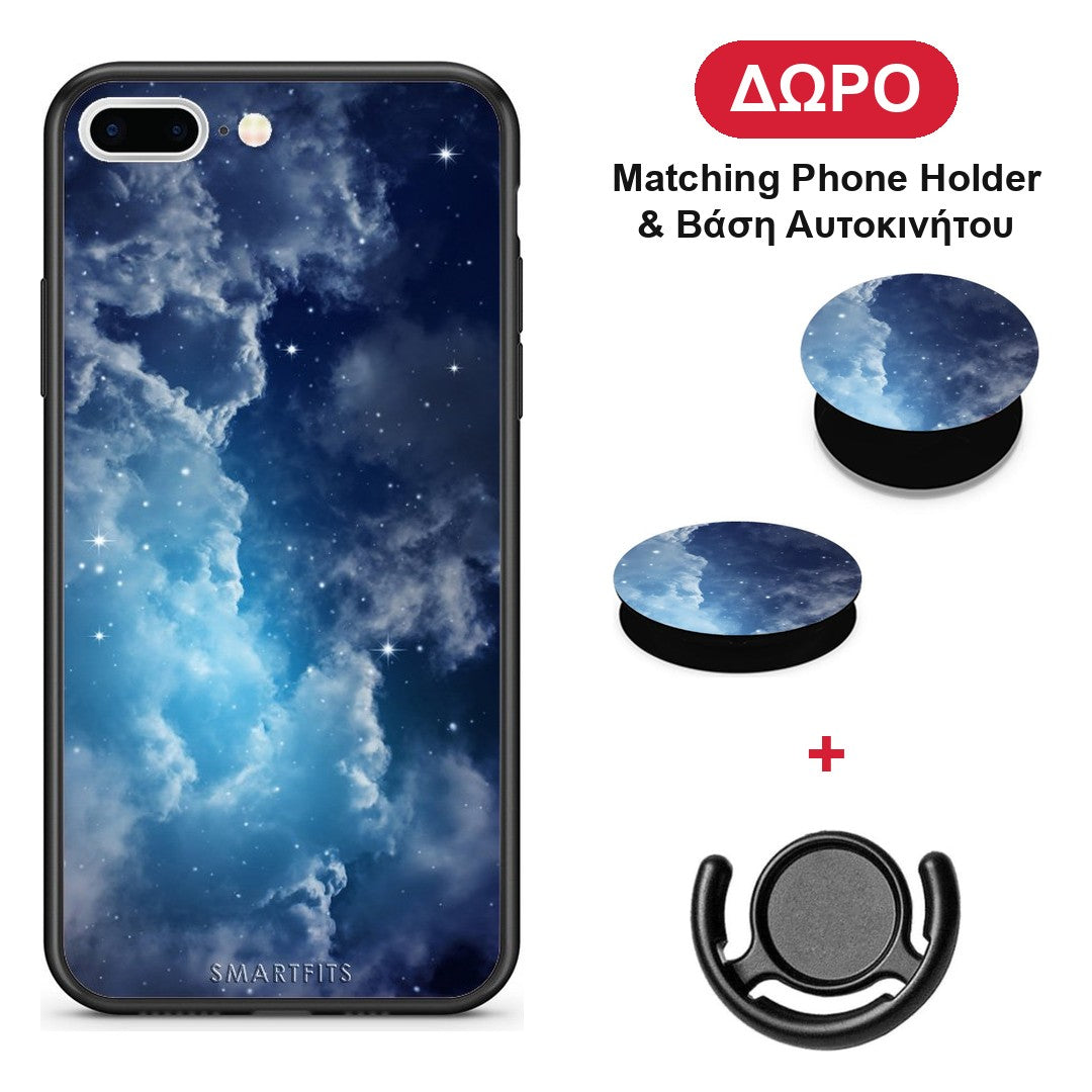 Galactic Blue Sky - iPhone 7 Plus / 8 Plus θήκη + Δώρο Phone Holder & Βάση Αυτοκινήτου