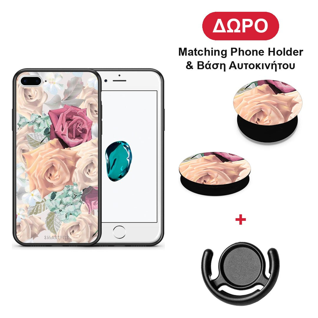 Floral Bouquet - iPhone 7 Plus / 8 Plus θήκη + Δώρο Phone Holder & Βάση Αυτοκινήτου