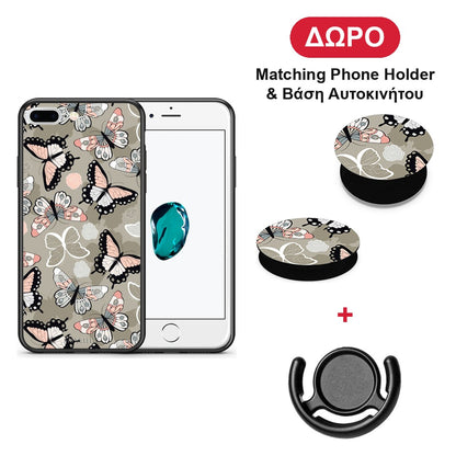 Boho Butterflies - iPhone 7 Plus / 8 Plus θήκη + Δώρο Phone Holder & Βάση Αυτοκινήτου