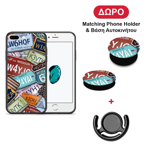 Car Plates - iPhone 7 Plus / 8 Plus θήκη + Δώρο Phone Holder & Βάση Αυτοκινήτου