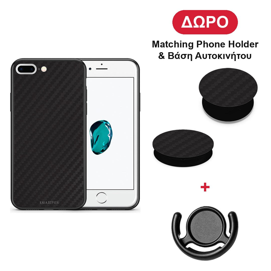 Carbon Black - iPhone 7 Plus / 8 Plus θήκη + Δώρο Phone Holder & Βάση Αυτοκινήτου