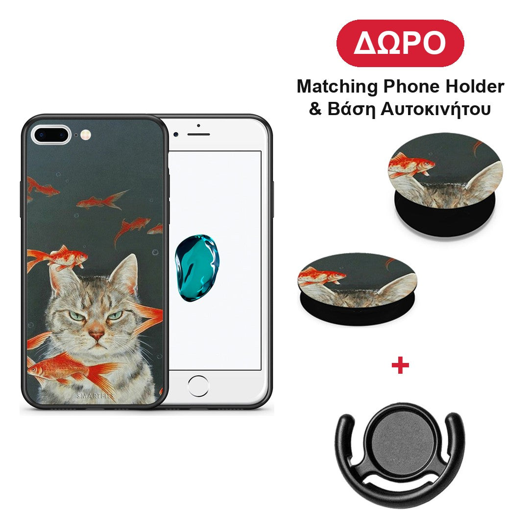 Cat Goldfish - iPhone 7 Plus / 8 Plus θήκη + Δώρο Phone Holder & Βάση Αυτοκινήτου