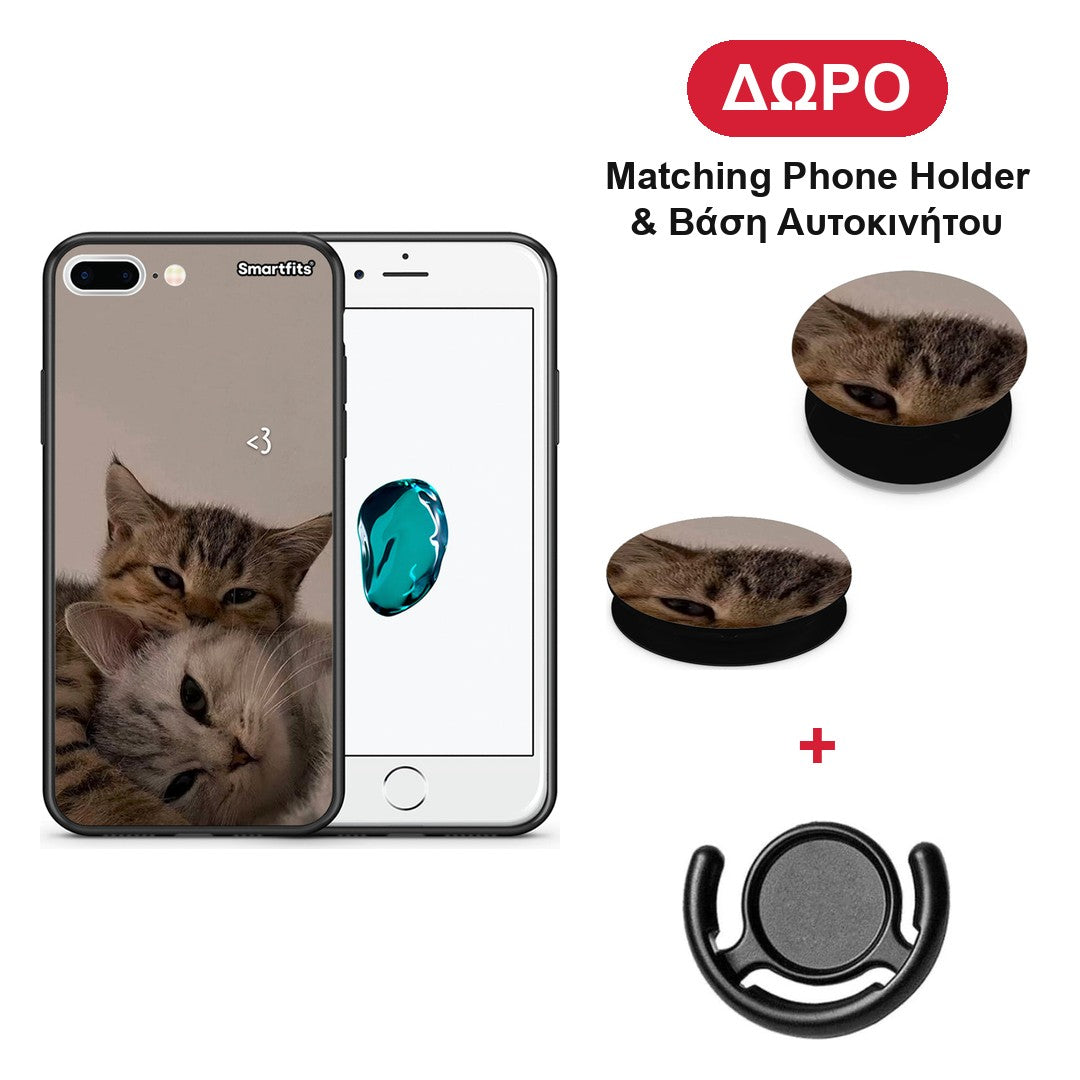 Cats In Love - iPhone 7 Plus / 8 Plus θήκη + Δώρο Phone Holder & Βάση Αυτοκινήτου