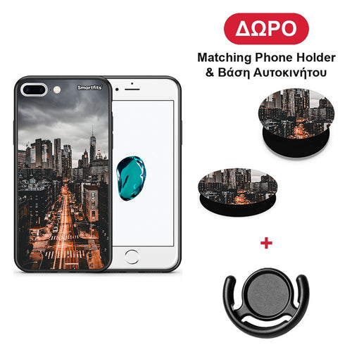 City Lights - iPhone 7 Plus / 8 Plus θήκη + Δώρο Phone Holder & Βάση Αυτοκινήτου