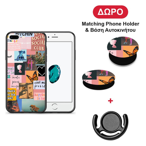 Collage Bitchin - iPhone 7 Plus / 8 Plus θήκη + Δώρο Phone Holder & Βάση Αυτοκινήτου