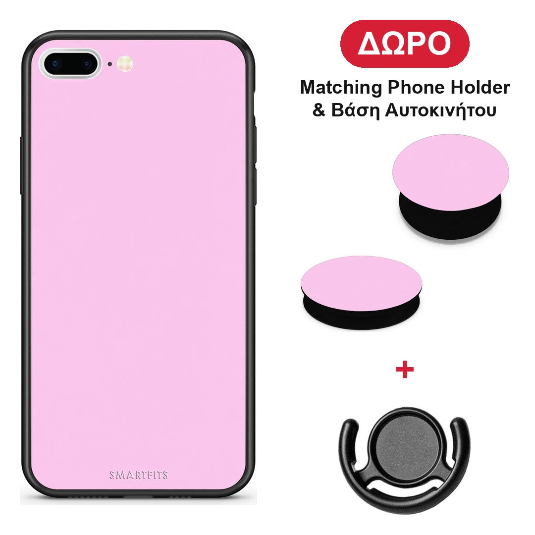 Cotton Candy Pink - iPhone 7 Plus / 8 Plus θήκη + Δώρο Phone Holder & Βάση Αυτοκινήτου