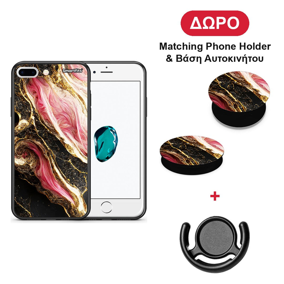 Glamorous Pink Marble - iPhone 7 Plus / 8 Plus θήκη + Δώρο Phone Holder & Βάση Αυτοκινήτου
