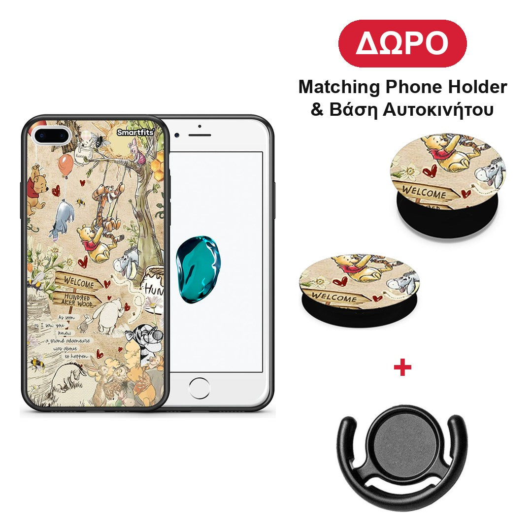Happy Friends - iPhone 7 Plus / 8 Plus θήκη + Δώρο Phone Holder & Βάση Αυτοκινήτου