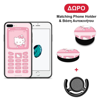 Hello Kitten - iPhone 7 Plus / 8 Plus θήκη + Δώρο Phone Holder & Βάση Αυτοκινήτου