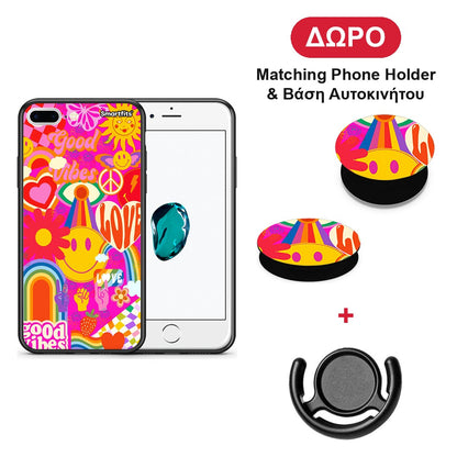 Hippie Love - iPhone 7 Plus / 8 Plus θήκη + Δώρο Phone Holder & Βάση Αυτοκινήτου