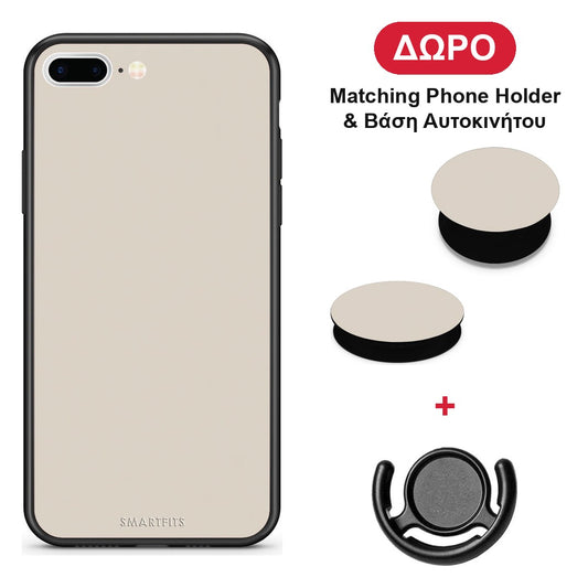 Ivory Beige - iPhone 7 Plus / 8 Plus θήκη + Δώρο Phone Holder & Βάση Αυτοκινήτου