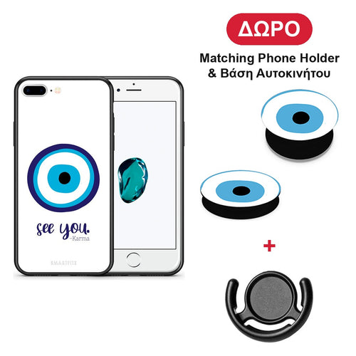 Karma Says - iPhone 7 Plus / 8 Plus θήκη + Δώρο Phone Holder & Βάση Αυτοκινήτου
