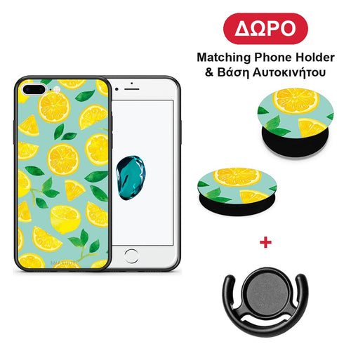 Lemons - iPhone 7 Plus / 8 Plus θήκη + Δώρο Phone Holder & Βάση Αυτοκινήτου
