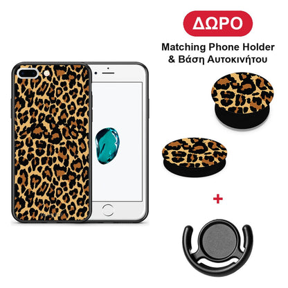 Animal Leopard - iPhone 7 Plus / 8 Plus θήκη + Δώρο Phone Holder & Βάση Αυτοκινήτου