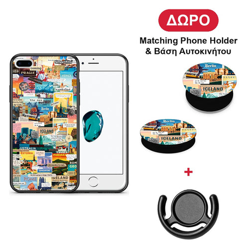 Live To Travel - iPhone 7 Plus / 8 Plus θήκη + Δώρο Phone Holder & Βάση Αυτοκινήτου