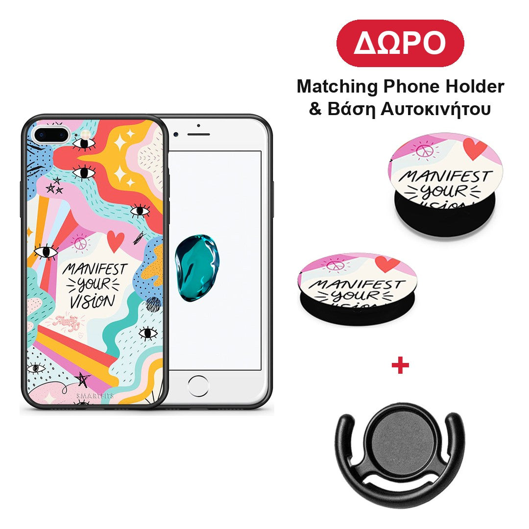 Manifest Your Vision - iPhone 7 Plus / 8 Plus θήκη + Δώρο Phone Holder & Βάση Αυτοκινήτου