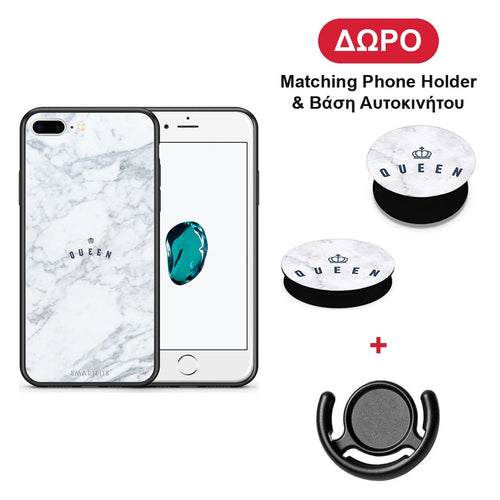 Marble Queen - iPhone 7 Plus / 8 Plus θήκη + Δώρο Phone Holder & Βάση Αυτοκινήτου