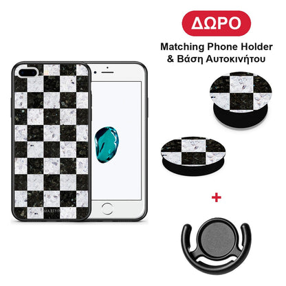 Marble Square Geometric - iPhone 7 Plus / 8 Plus θήκη + Δώρο Phone Holder & Βάση Αυτοκινήτου