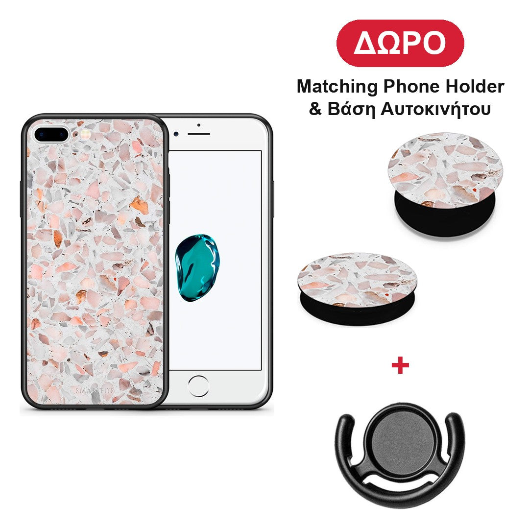 Marble Terrazzo - iPhone 7 Plus / 8 Plus θήκη + Δώρο Phone Holder & Βάση Αυτοκινήτου