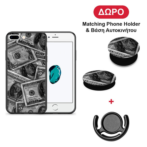 Money Dollars - iPhone 7 Plus / 8 Plus θήκη + Δώρο Phone Holder & Βάση Αυτοκινήτου