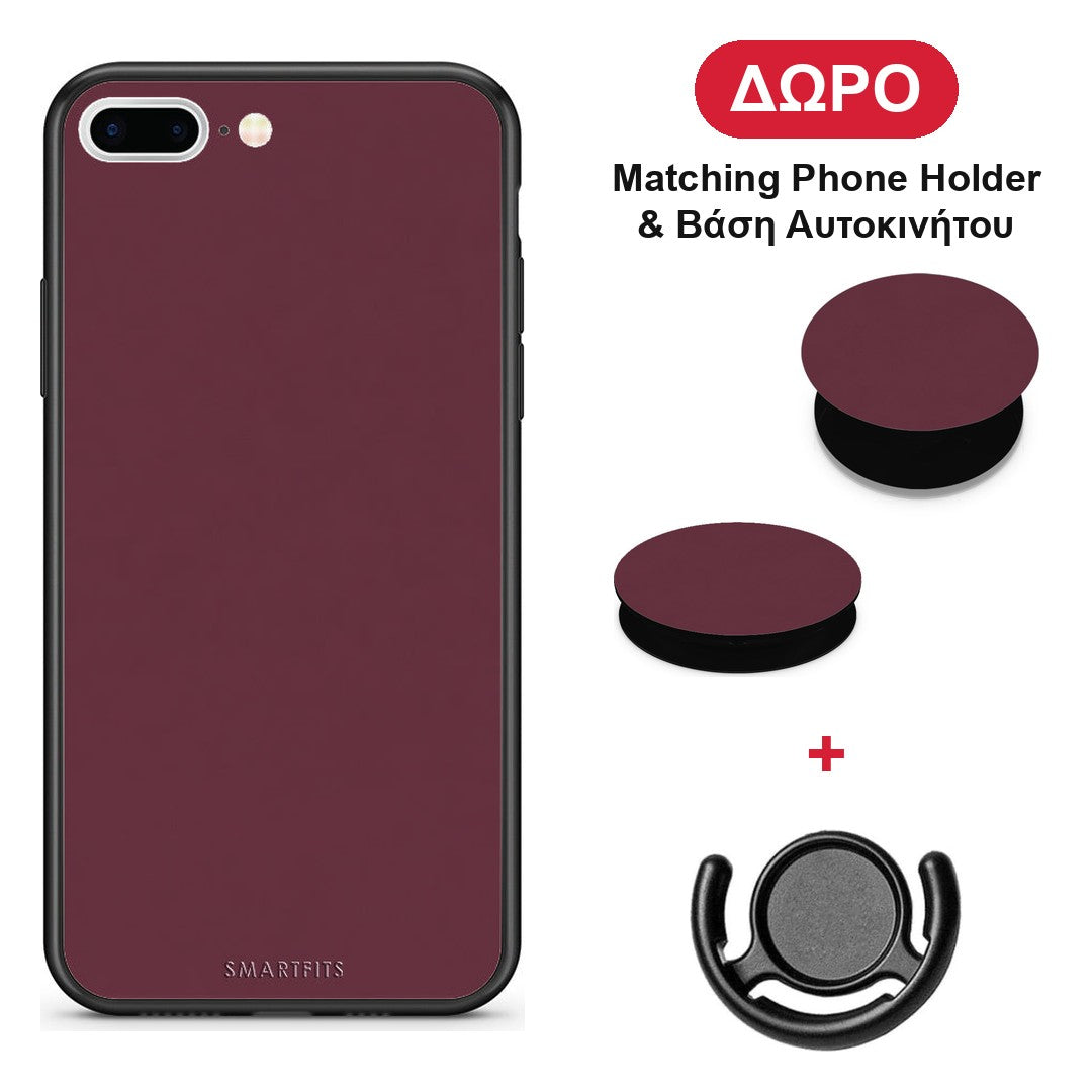 Muted Burgundy - iPhone 7 Plus / 8 Plus θήκη + Δώρο Phone Holder & Βάση Αυτοκινήτου