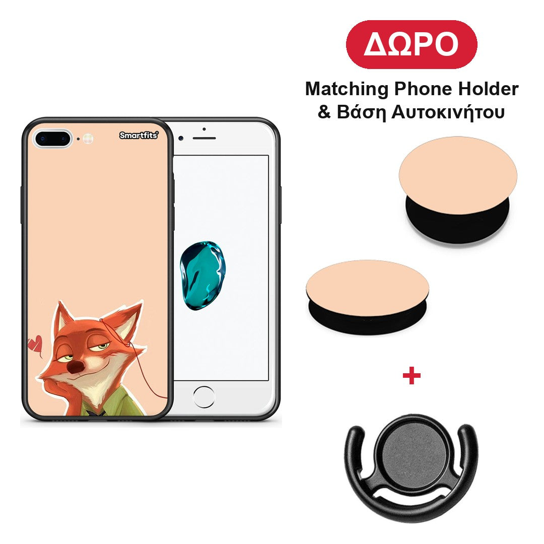 Nick Wilde And Judy Hopps Love 1 - iPhone 7 Plus / 8 Plus θήκη + Δώρο Phone Holder & Βάση Αυτοκινήτου